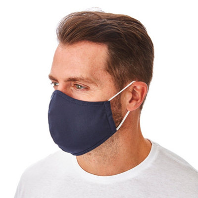 Iron Mountain Workwear 3-Layer Reusable Antibacterial Face Covering, Navy (5 Pack)