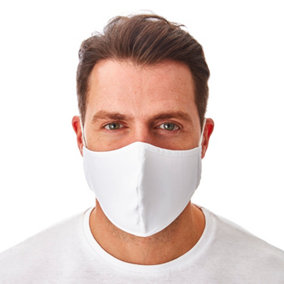Iron Mountain Workwear 3-Layer Reusable Antibacterial Face Covering, White (5 Pack)