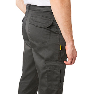 Iron Mountain Workwear Mens Classic Cargo Trousers with Knee Pad Pockets, Grey, 36W (33'' Long Leg)