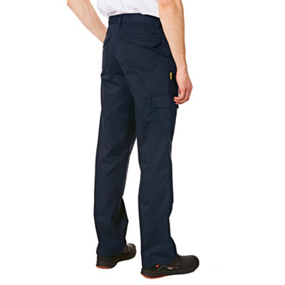 Iron Mountain Workwear Mens Classic Cargo Trousers with Knee Pad Pockets, Navy, 30W (33'' Long Leg)