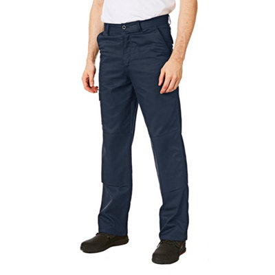 Iron Mountain Workwear Mens Classic Cargo Trousers with Knee Pad Pockets, Navy, 34W (29'' Short Leg)