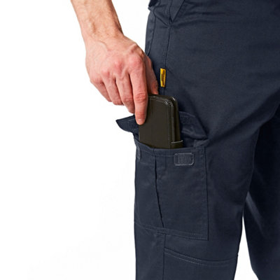 Iron Mountain Workwear Mens Classic Cargo Trousers with Knee Pad Pockets, Navy, 34W (29'' Short Leg)