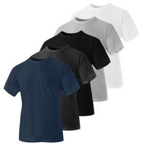 Iron Mountain Workwear Mens Crew Neck T-Shirt, Assorted, L (5 Pack)