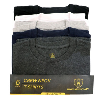 Iron Mountain Workwear Mens Crew Neck T-Shirt, Assorted, L (5 Pack)