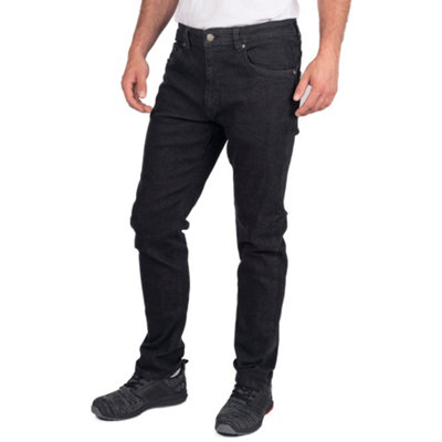 Iron Mountain Workwear Mens Stretch Denim Work Jeans, Black, 30W (33'' Long Leg)