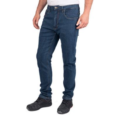 Iron Mountain Workwear Mens Stretch Denim Work Jeans, Denim Blue, 30W (29'' Short Leg)