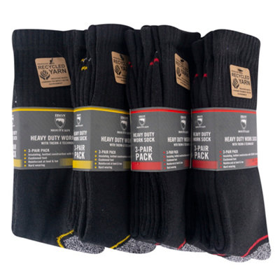 Iron Mountain Workwear Mens Work Socks, Black, One Size (12 Pairs)