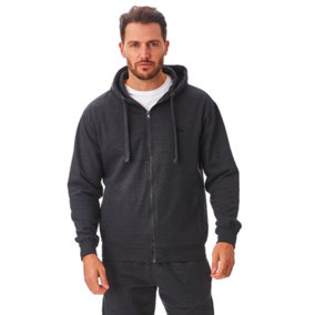 Iron Mountain Workwear Mens Zip Up Hooded Hoodie, Charcoal, 2XL