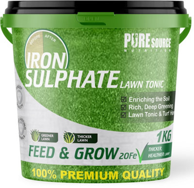 Iron Sulphate 1KG - Makes Grass Greener, Hardens Turf and Prevents Lawn Disease Makes upto 1000L & Covers upto 1000m2 by PSN