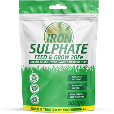 Iron Sulphate 500g - Makes Grass Greener, Hardens Turf and Prevents Lawn Disease Makes upto 500L & Covers upto 500m2 by PSN