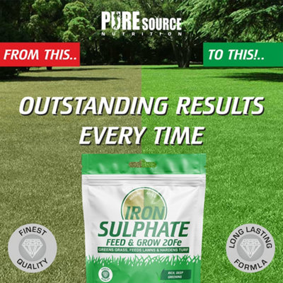Iron Sulphate 500g - Makes Grass Greener, Hardens Turf and Prevents Lawn Disease Makes upto 500L & Covers upto 500m2 by PSN