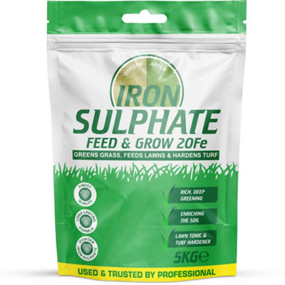 Iron Sulphate 5kg / 5000g Makes Grass Greener, Hardens Turf and Prevents Lawn Disease Makes upto 5000L & Covers upto 5000m2 by PSN