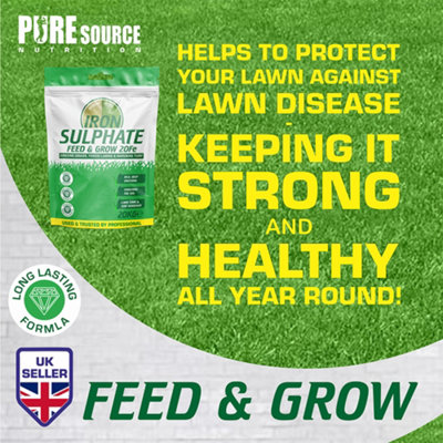 Iron Sulphate 5kg / 5000g Makes Grass Greener, Hardens Turf and Prevents Lawn Disease Makes upto 5000L & Covers upto 5000m2 by PSN