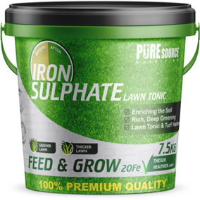 Iron Sulphate 7.5KG - Makes Grass Greener, Hardens Turf and Prevents Lawn Disease Makes upto 7500L & Covers upto 7500m2 by PSN