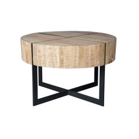 Iron-Wooden Round Coffee Table