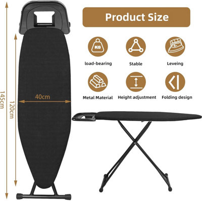 Ironing Board 120 x 40cm Ironing Board Table Folding Metal Iron,Lightweight Iron Board Rack Foldable Non Slip Adjustable Height