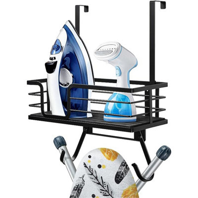Ironing Board Holder Wall Mount with Large Storage Basket & Strong Hooks Iron and Ironing Board Holder for Laundry Room