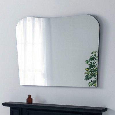 Irregular Frameless Black Overmantle Mirror 106(w)x78cm(h)