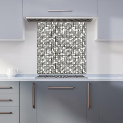 Irregular Sketched Block Textured Premium Glass Kitchen Splashback ...