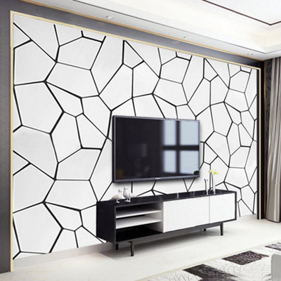 Irregular Striped Wallpaper Roll Wipeable PVC Wall Covering Paper