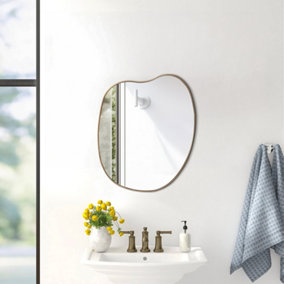 Irregular Wall Mounted Gold Metal Framed Bathroom Mirror Decorative W 475mm x H 610mm