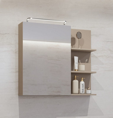 Irvine 20 Bathroom Cabinet W780mm H710mm D180mm - Congo & Black with Mirrored Door and Sleek Design