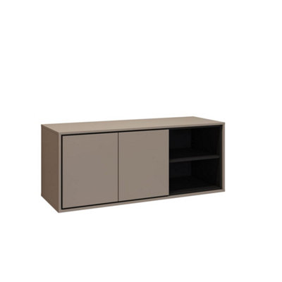 Irvine 60 Floating Vanity Unit W1200mm H510mm D480mm - Congo & Black with Two Hinged Doors and Modern Floating Design