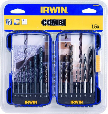 IRWIN 10503993 Combi Pro Drill Bit Set of 15 in Hard Case IRW10503993