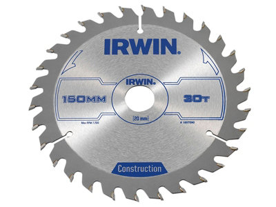 Irwin 1897090 Construction Circular Saw Blade 150 x 20mm x 30T ATB IRW1897090