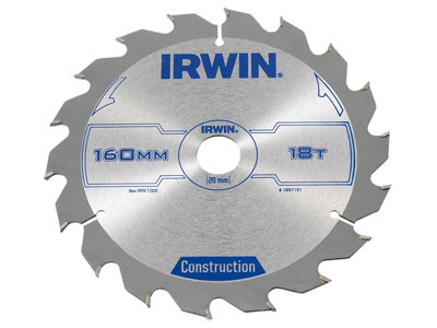 Irwin 1897191 Construction Circular Saw Blade 160 x 20mm x 18T ATB IRW1897191