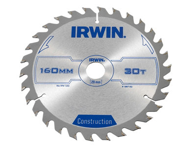 Irwin 1897192 Construction Circular Saw Blade 160 x 20mm x 30T ATB IRW1897192