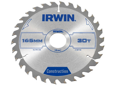 Irwin 1897194 Construction Circular Saw Blade 165 x 30mm x 30T ATB IRW1897194