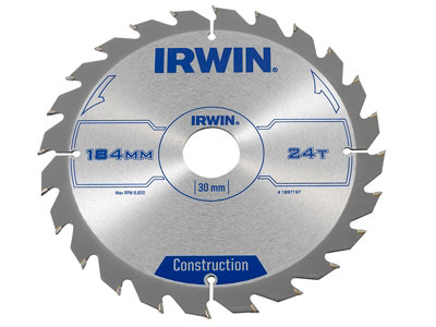 Irwin 1897197 Construction Circular Saw Blade 184 x 30mm x 24T ATB IRW1897197