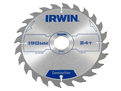 Irwin 1897199 Construction Circular Saw Blade 190 x 30mm x 24T ATB IRW1897199