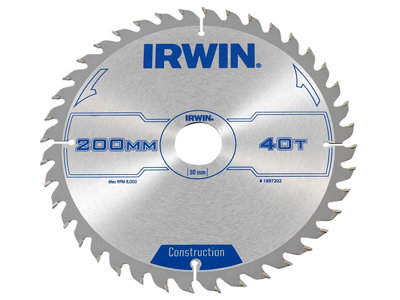 Irwin 1897202 Construction Circular Saw Blade 200 x 30mm x 40T ATB IRW1897202