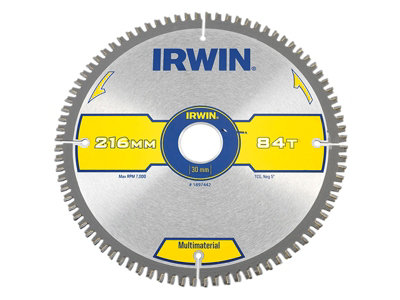 Irwin 1897442 Multi Material Circular Saw Blade 216 x 30mm x 84T TCG IRW1897442