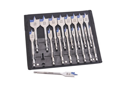 Irwin Blue Groove 17pc Flat Spade Drill Bit Set Storage Wallet IRWIW4041002
