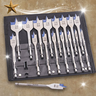 Irwin Blue Groove 17pc Flat Spade Drill Bit Set Storage Wallet IRWIW4041002