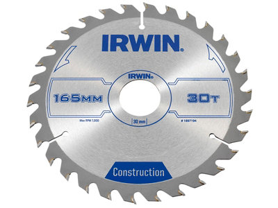 IRWIN - Construction Circular Saw Blade 165 x 30mm x 30T ATB