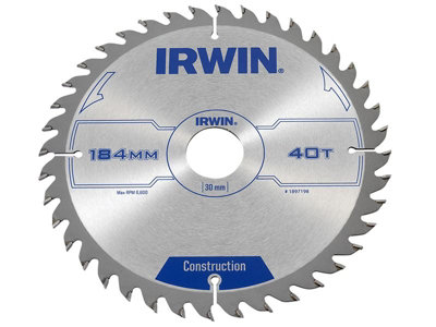 IRWIN - Construction Circular Saw Blade 184 x 30mm x 40T ATB