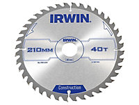 IRWIN - Construction Circular Saw Blade 210 x 30mm x 40T ATB