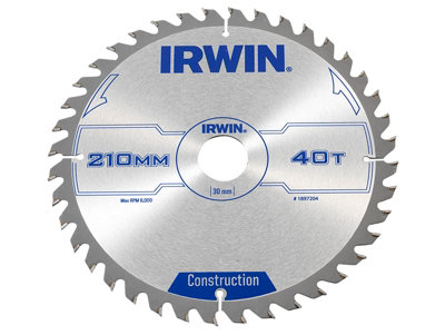 IRWIN - Construction Circular Saw Blade 210 x 30mm x 40T ATB