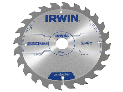 IRWIN - Construction Circular Saw Blade 230 x 30mm x 24T ATB
