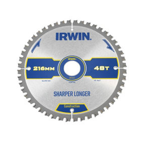IRWIN - Construction Mitre Circular Saw Blade 216 x 30mm x 48T ATB/Neg