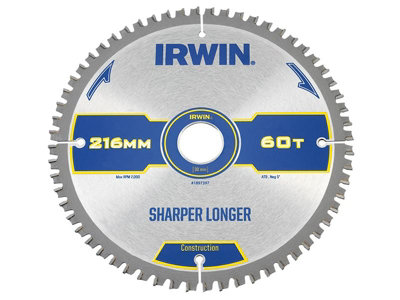 IRWIN - Construction Mitre Circular Saw Blade 216 x 30mm x 60T ATB/Neg