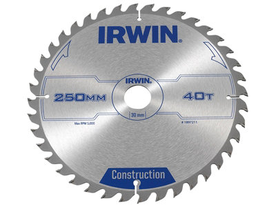 Irwin General Purpose Table & Mitre Saw Blade 250 x 30mm x 40T ATB IRW1897211