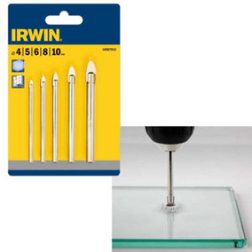 Irwin Glass Tile Ceramic Drill Bit Set 5 Piece IRW10507912 10507912 4mm - 10mm