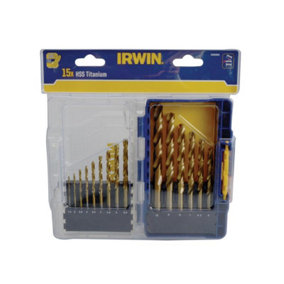 Irwin IW3038501 HSS Titanium Metal Drill Bit Set, 15 Piece IRWIW3038501