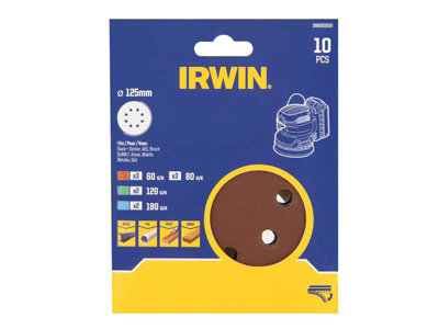 Irwin IW8083529 125mm Sanding Disc Set 10 Piece IRWIW8083529