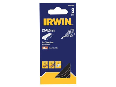 Irwin IW8083803 Powerfile Sanding Belt 13 x 455mm 60G Pack 3 IRWIW8083803